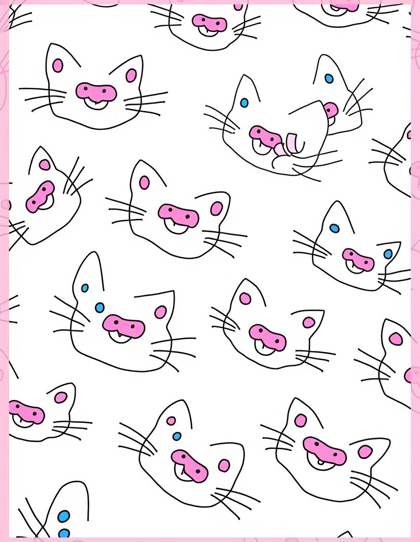 Playful Cat Faces Pattern Design Rug