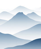 Misty Blue Mountain Landscape Design Rug
