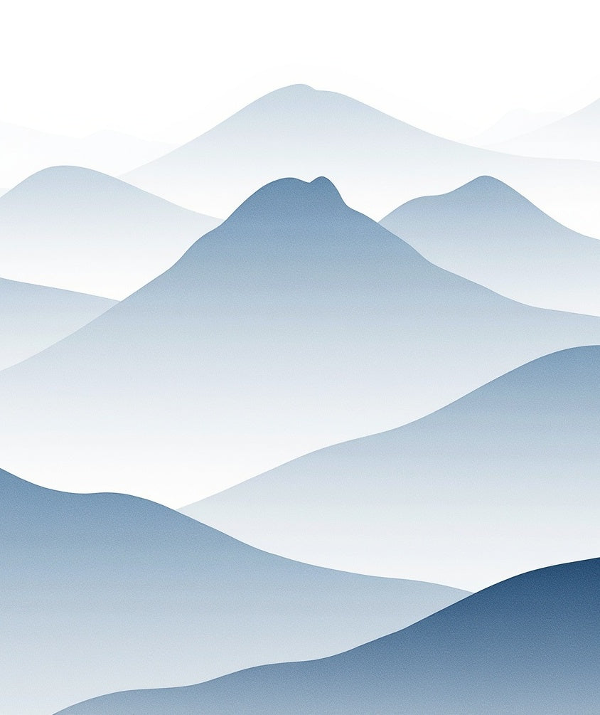 Misty Blue Mountain Landscape Design Rug
