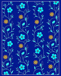 Blue Floral Vine Pattern Rug