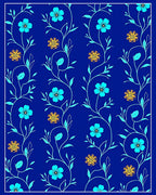 Blue Floral Vine Pattern Rug