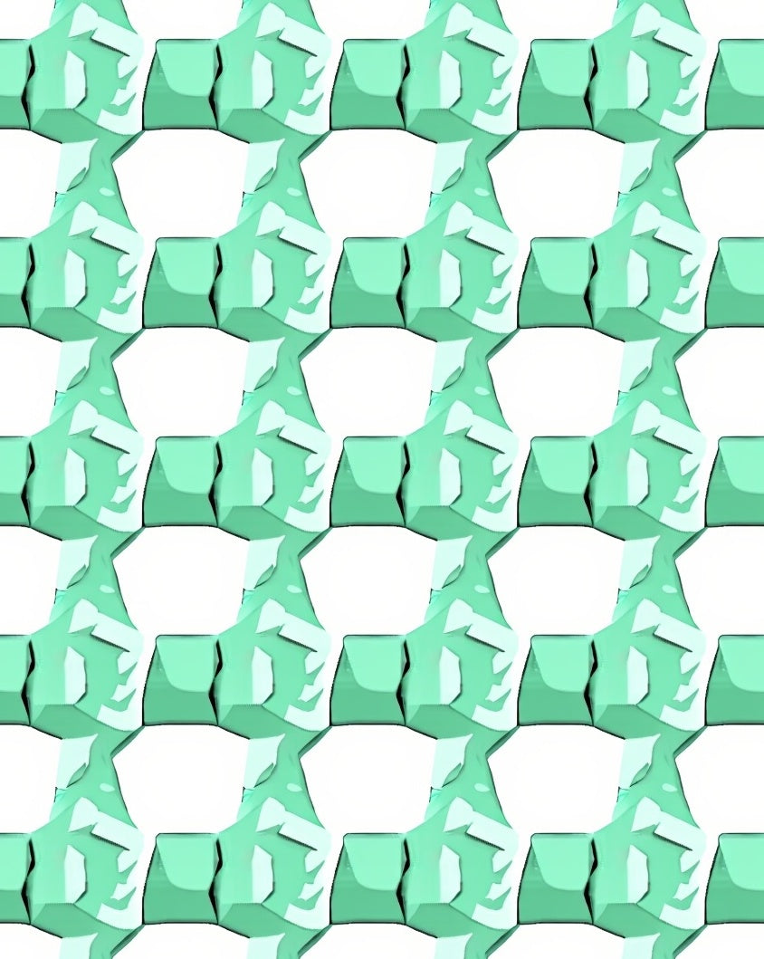 Mint Geometric Ice Crystal Pattern Rug