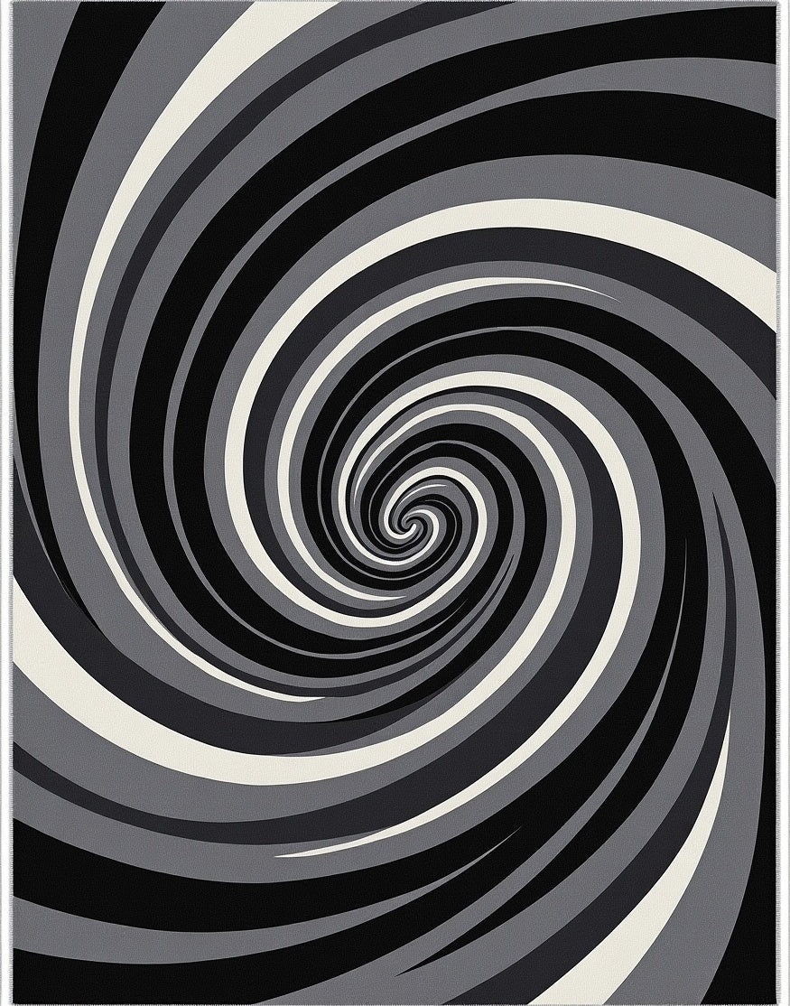 Monochrome Swirl Pattern Rug
