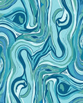 Abstract Blue Swirl Pattern Rug