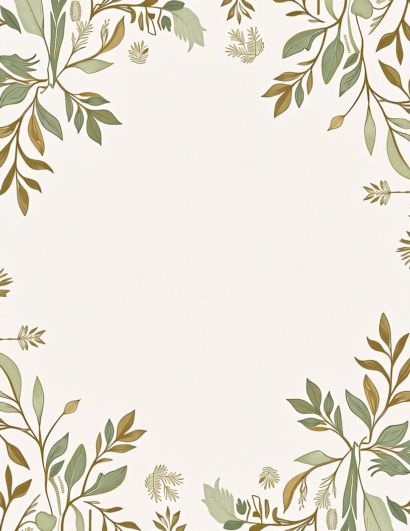 Botanical Border With Subtle Earth Tones Rug
