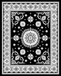 Intricate Floral Mandala Black and White Rug