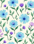 Spring Floral Pattern With Blue Flowers Rug