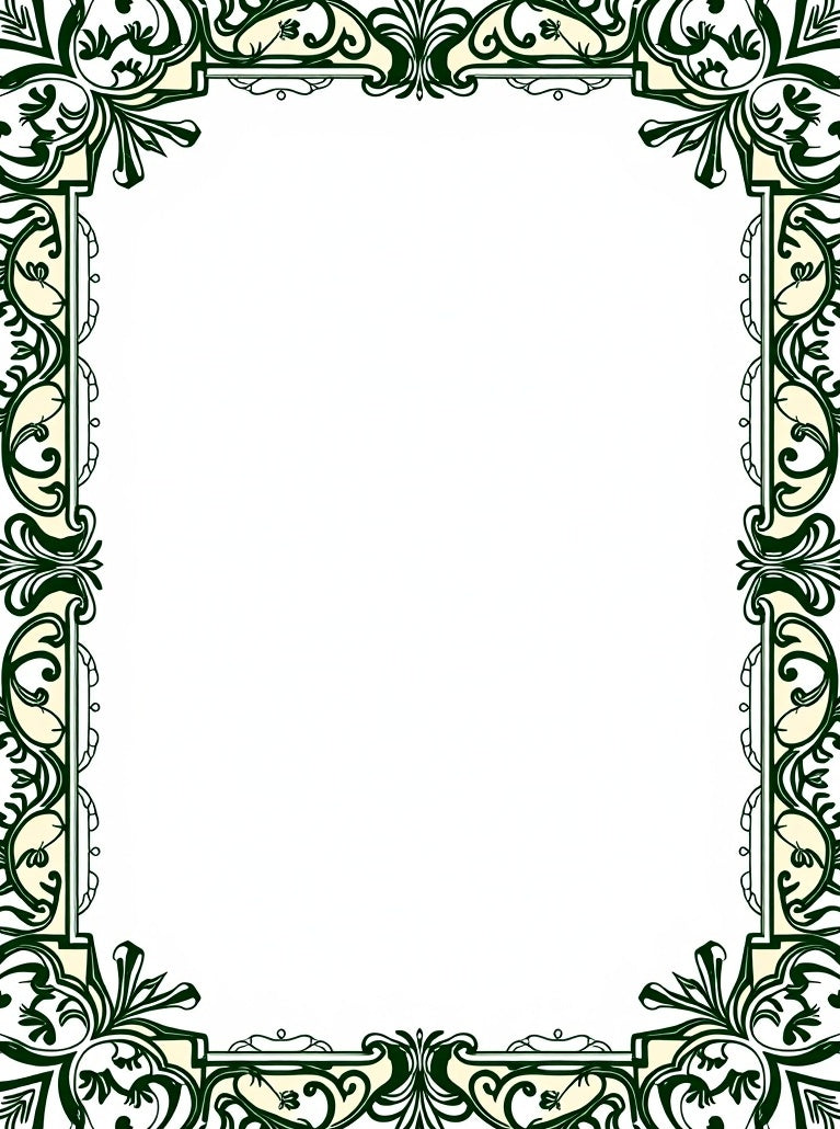 Ornate Floral Scrollwork Border Design Rug