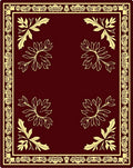 Crimson Botanical Scrollwork Surround Rug