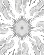 Gray Starburst Swirl Organic Design Rug