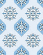 Cool Blue Snowflake Geometric Rug