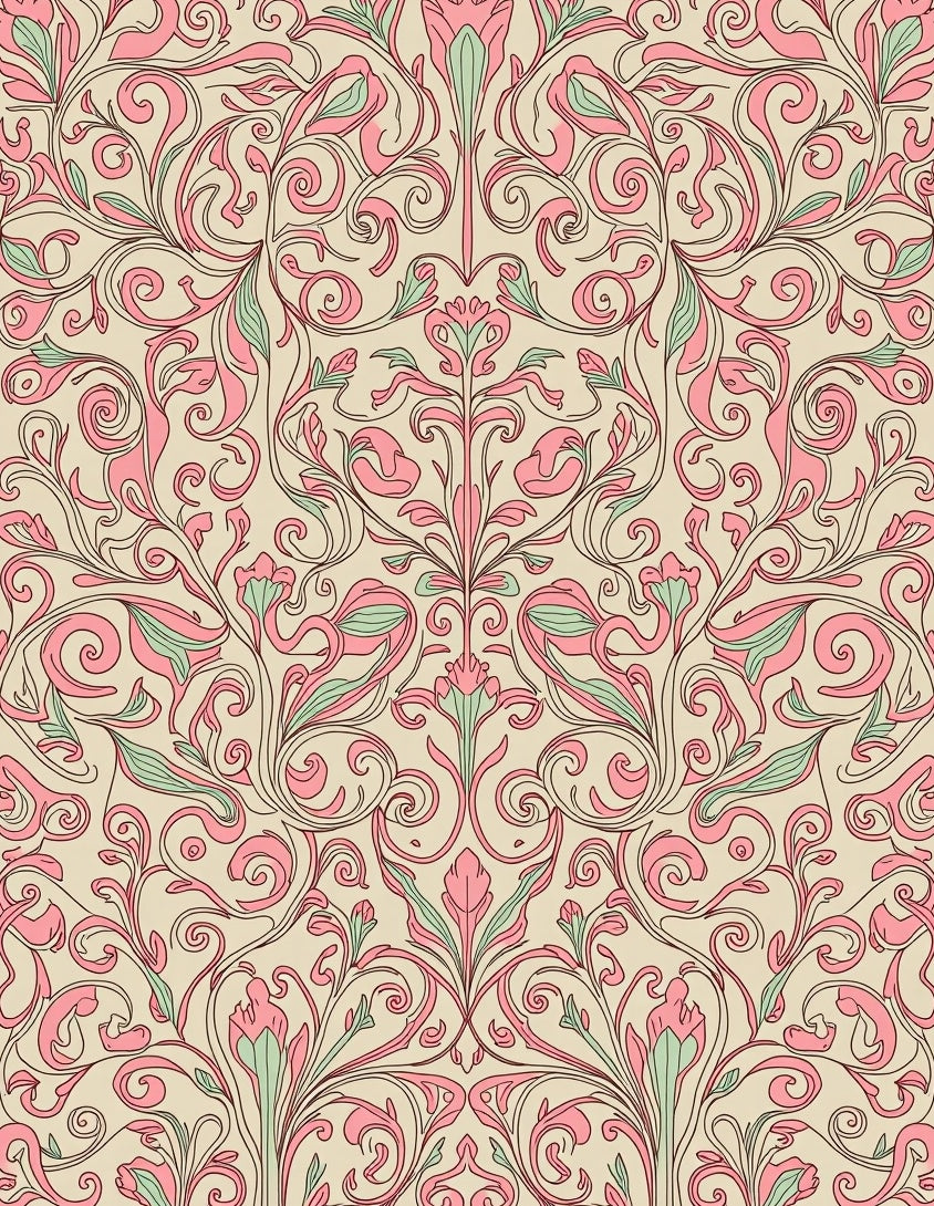 Vintage Floral Swirls Cream Rug