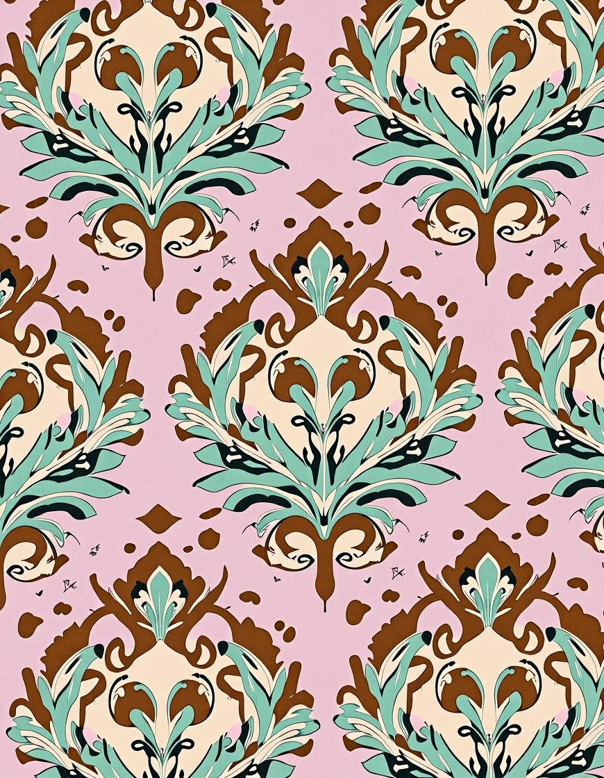 Eclectic Floral Damask Pattern Rug