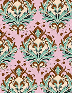 Eclectic Floral Damask Pattern Rug