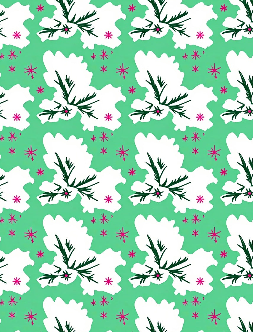 Green White Twig Starburst Rug