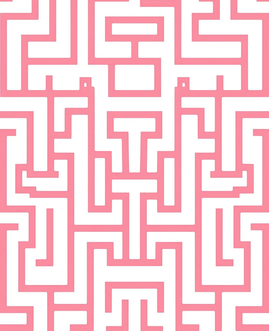 Pink Maze Geometric Pattern Rug