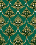 Emerald and Gold Leaf Ornament Rug