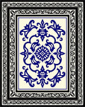 Ornate Blue Floral Symmetry Rug
