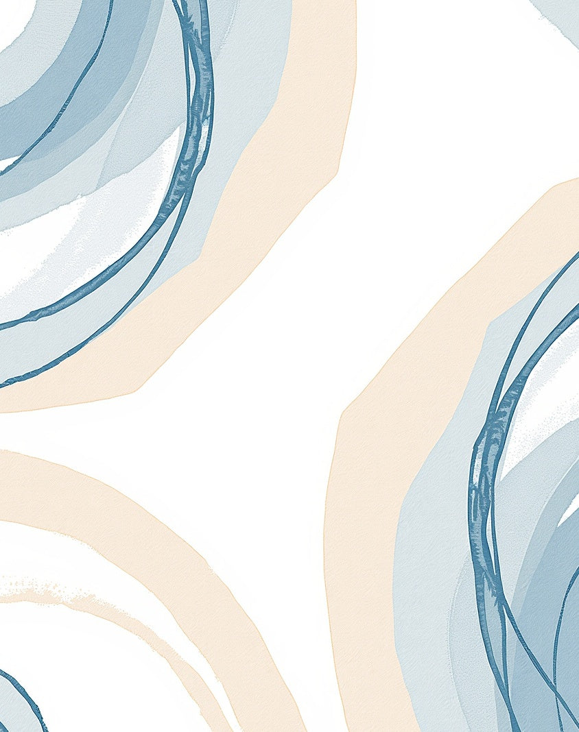 Abstract Blue Cream Swirls Rug