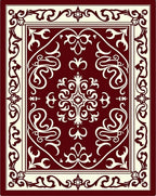Rich Burgundy Ivory Ornate Pattern Rug