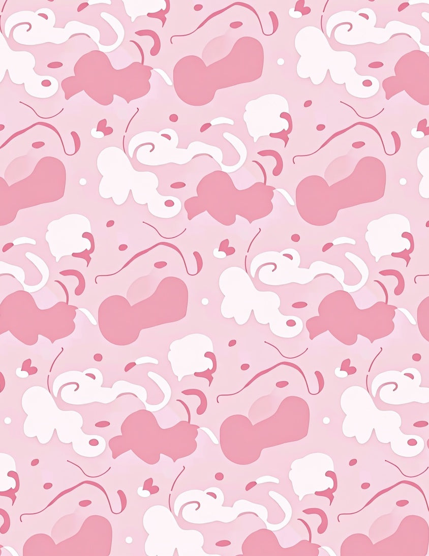 Playful Pink Abstract Organic Shapes Rug