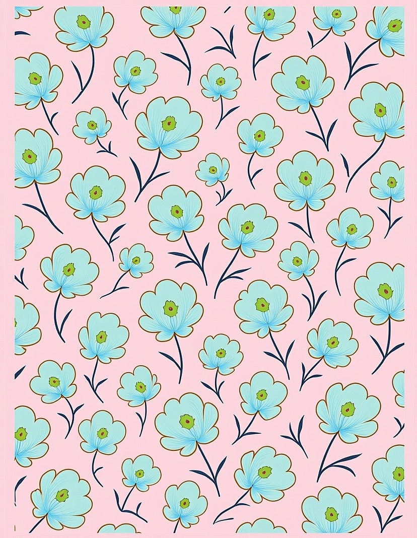 Pastel Blue Floral Bloom Rug