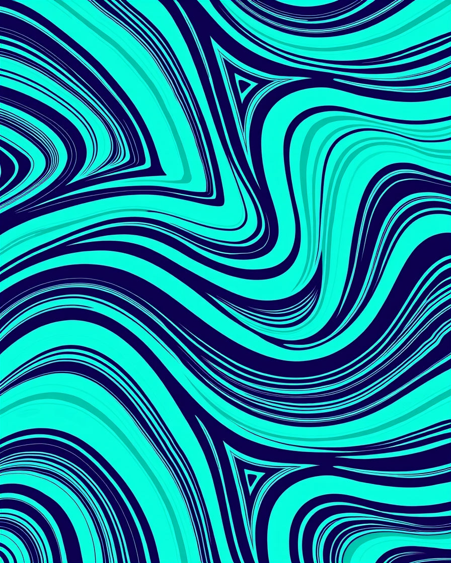 Abstract Teal Swirl Design Rug
