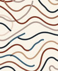 Warm Earthy Abstract Wavy Lines Rug