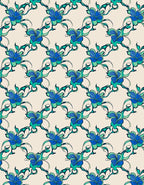 Vibrant Blue Green Floral Swirl Pattern Rug