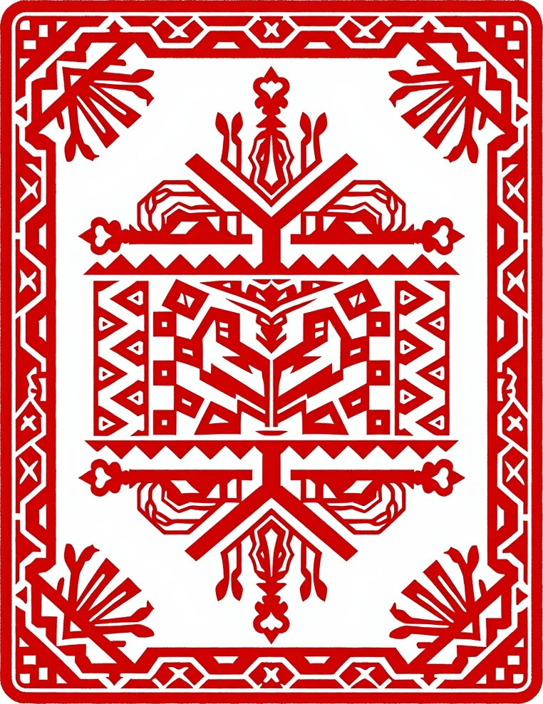 Bold Red Geometric Tribal Patterns Rug