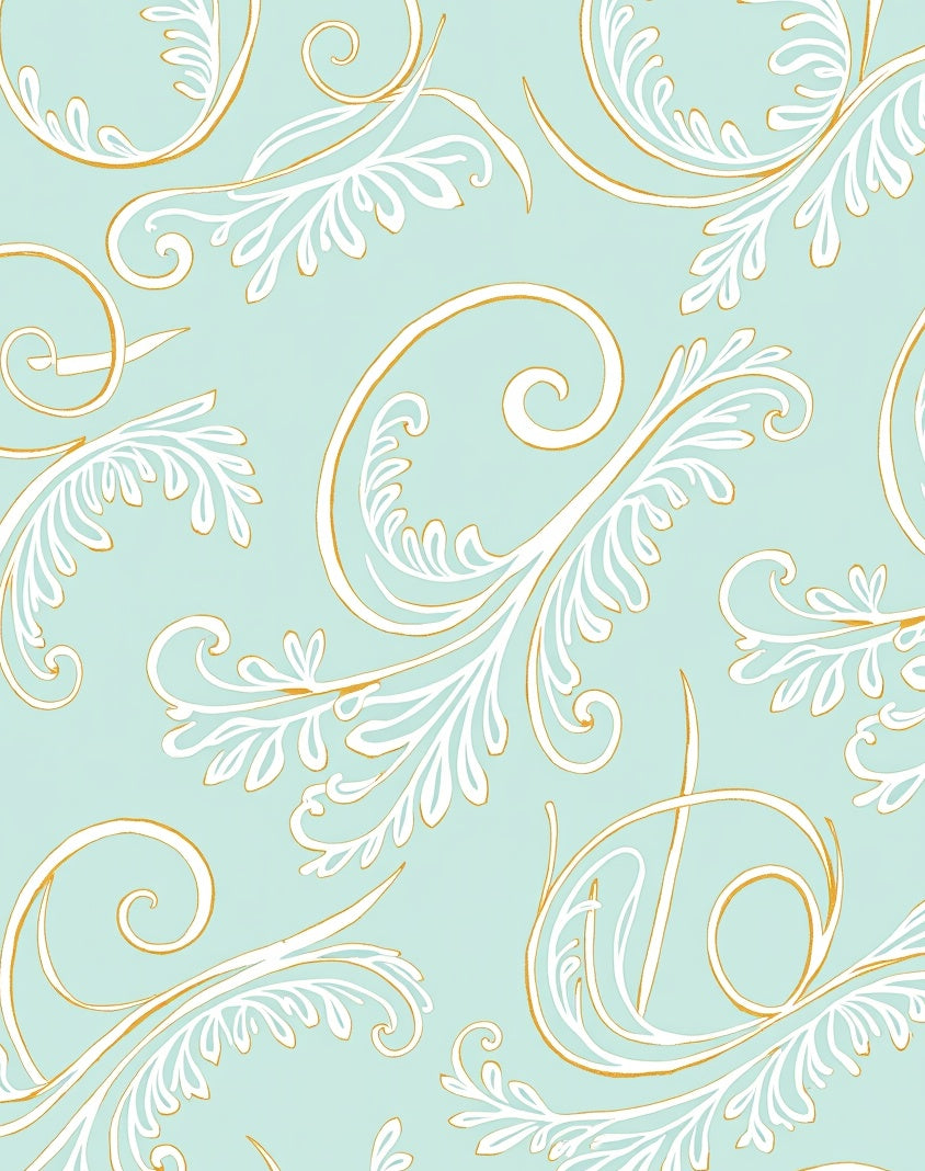 Elegant White Gold Swirls Rug