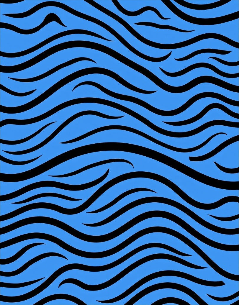Bold Blue Wave Pattern Rug
