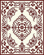 Maroon Floral Inlay Pattern Rug