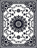 Intricate Floral Mandala Frame Design Rug