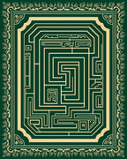 Intricate Maze Patterned Frame Rug