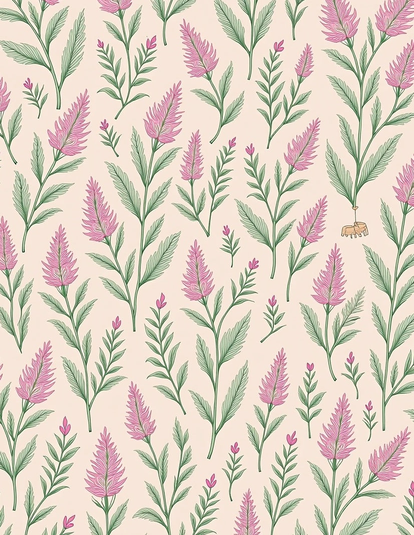 Pink Meadow Floral Pattern Rug