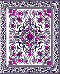 Ornate Pink Black Floral Pattern Rug