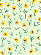 Yellow Floral Whimsical Pattern Rug
