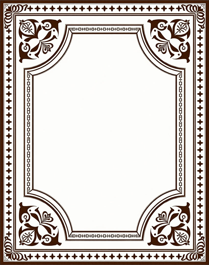 Traditional Brown Floral Scrollwork Border Rug