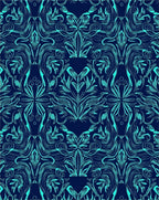 Navy Blue Teal Elegant Floral Design Rug