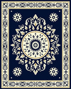 Classic Mandala Blue Gold Pattern Rug
