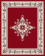 Rich Burgundy Central Medallion Filigree Design Rug