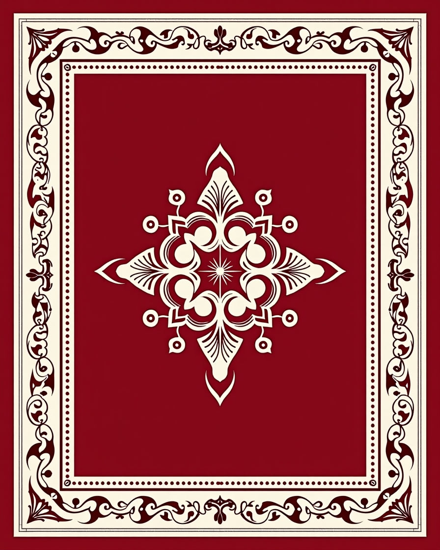 Rich Burgundy Central Medallion Filigree Design Rug