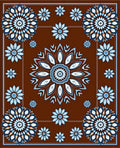 Floral Medallion Patterned Brown Rug