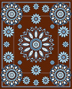 Floral Medallion Patterned Brown Rug