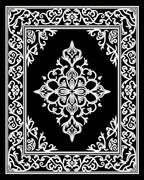 Intricate White Floral Border Design Rug