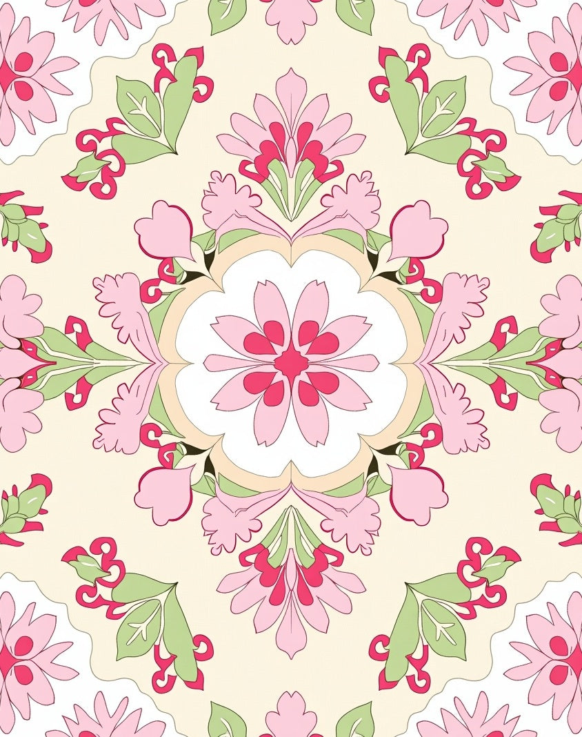 Vintage Floral Medallion Pattern Rug