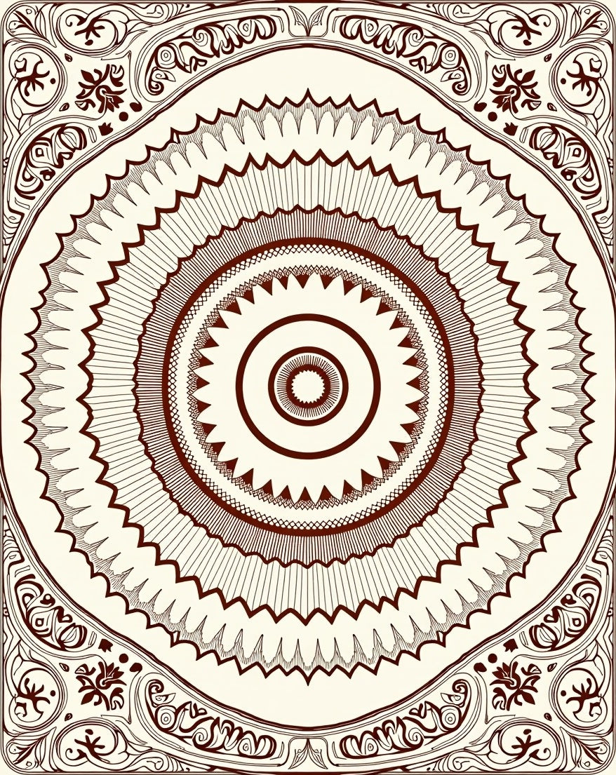 Circular Intricate Paisley Pattern Rug