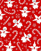 Red White Gingerbread Candy Cane Snowflakes Rug