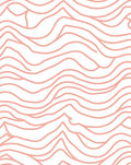 Coral Wavy Abstract Line Art Rug